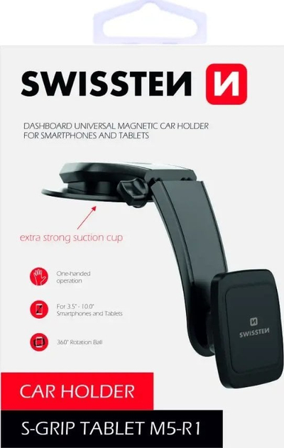 Mbajtës telefoni për makinë Swissten M5 R1, magnet, për panele