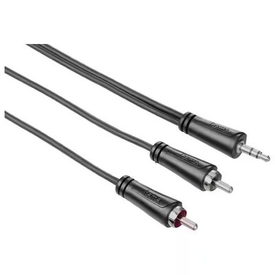 Kabllo Hama audio stereo 3.5mm - 2 RCA, 5m, e zezë