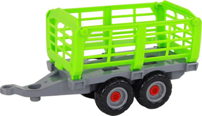 Lodër traktor me rimorkjo Leantoys, set montimi me vegël elektrike, plastike, jeshile