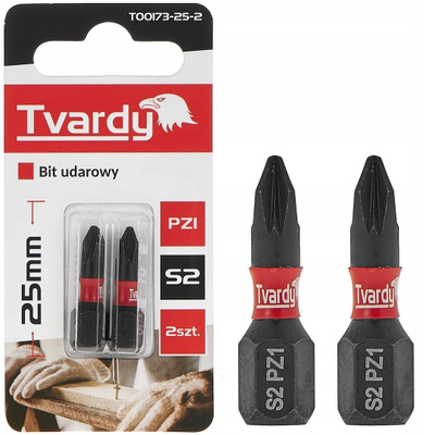 Bit kaçavide Tvardy PZ1, 25mm, S2, 2 copë