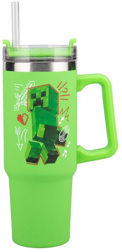 Gotë termo Minecraft Green, 900ml, me pipëz, jeshile