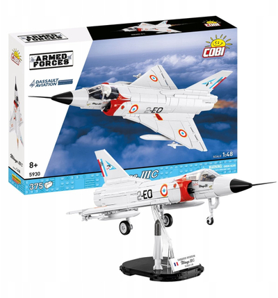 Set ndërtimi COBI Armed Forces Mirage IIIC, 375 copa, aeroplan luftarak, i bardhë