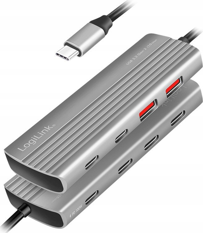 Hub USB LogiLink USB 3.2 Gen2, 7+1 porta, PD 100W, alumini