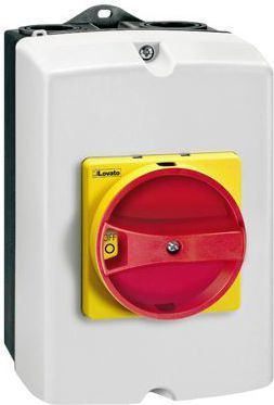 Strehim për ndërprerës Lovato Electric GA016A-GA040A (GAZ1), me dorezë të kuqe/verdhë