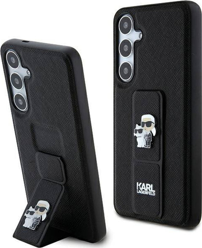 Këllëf telefoni Karl Lagerfeld për Samsung Galaxy S24 Plus Grip and Stand Saffiano, TPU, me mbajtës dhe stand, i zi