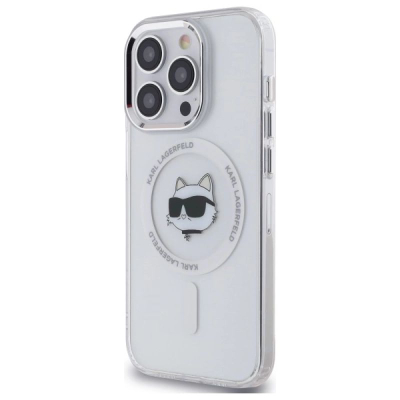 Mbrojtëse telefoni Karl Lagerfeld IML Metal Choupette Head për iPhone 13 Pro 6.1", MagSafe, e bardhë