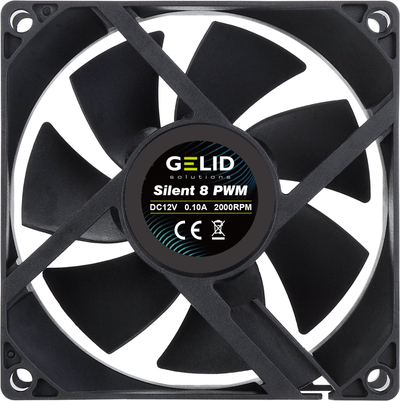Кулер за куќиште GELID Silent 8 PWM FN-PX08-21, 80mm, 4 пински, црн