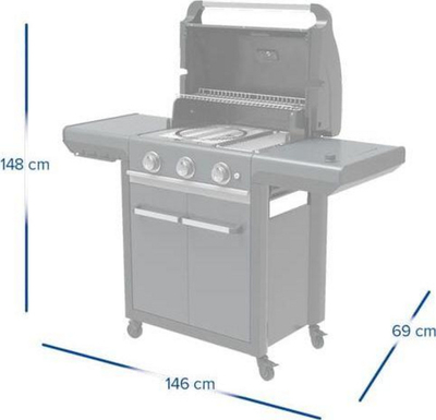 Skarë me gaz Campingaz Premium S 3 Series (2000037390), 61x46 cm, i hirtë