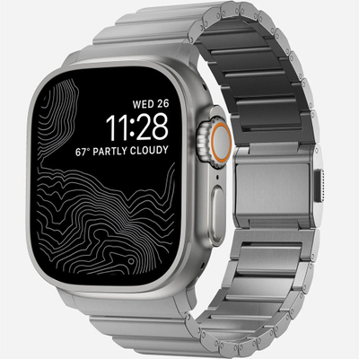 Rrip ore Nomad Titanium Band për Apple Watch 45 49mm, titan, ngjyrë argjendi