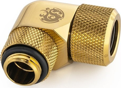 Adapter uji për PC Bitspower Advanced Multi-Link 90°, G1/4, për hardtube 12mm, ngjyrë bronzi