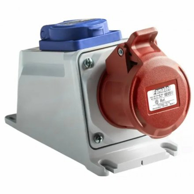 Prizë industriale fikse Famatel 23625F, 32A 4P 400V, IP54, e kuqe