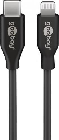 Kabllo Lightning Wentronic 39447, USB C, 0.5m, e zezë