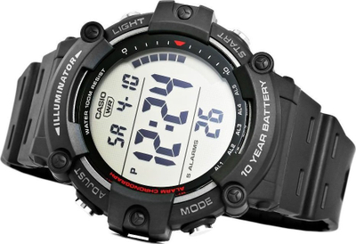 Orë dore Casio AE1500WH 1, dixhitale, që s’e ha uji deri në 100m, e zezë