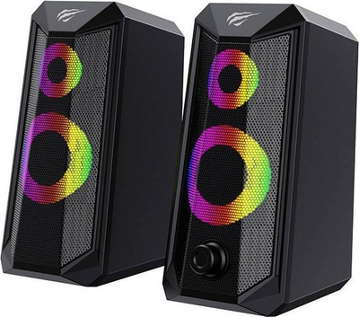 Kuti akustike Havit HV-SK202, 2.0 kanal, USB dhe 3.5mm, RGB, e zezë
