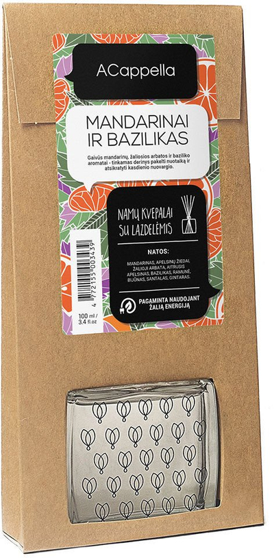 Aromatizues për ambient ACappella Mandarin Basil, me shkopinj, 100 ml