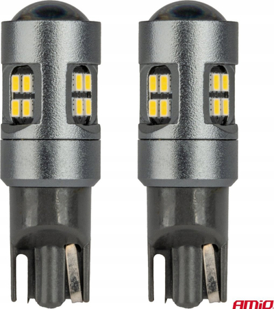 Llambë LED CANBUS AMiO T10 W5W 16SMD, 12V 24V, 6000K, e bardhë