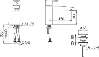Rubinet lavamani Oras Cubista 2805F, trup bronzi, krom