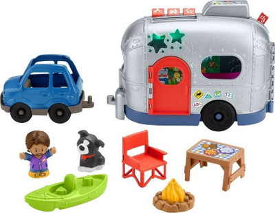 Set lodrash Fisher-Price Little People Light-Up Learning Camper, edukativ, me drita dhe tinguj, shumëngjyrësh