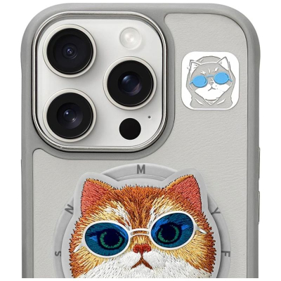 Mbulesë telefoni Nimmy Glasses Cool Cat, për iPhone 16 Pro Max, MagSafe, gri