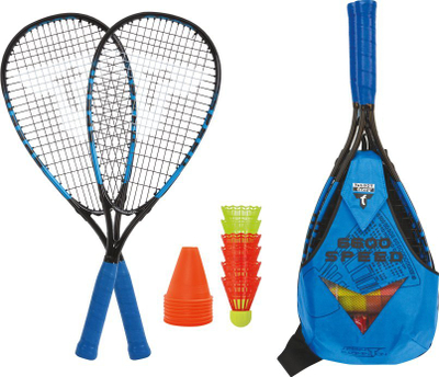 Set speed badminton Talbot Torro Speed 6600 LED, 2 raketa, 5 toptha LED, blu