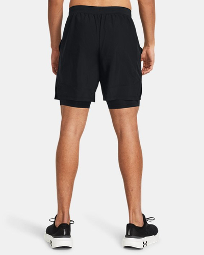 Shortse Under Armour Launch 7" 2 in 1 për meshkuj, madhësia L, e zezë reflektuese