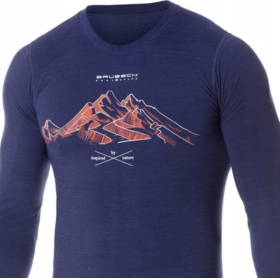 Bluzë termo për burra Brubeck Outdoor Wool, me mëngë t’gjata, merino wool, blu e errët