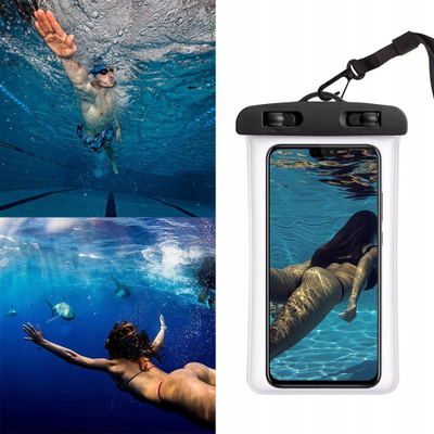 Etui ujirezistente për telefon Spontex 900000012, deri 30 m thellësi, me shirit qafe, transparente me blu