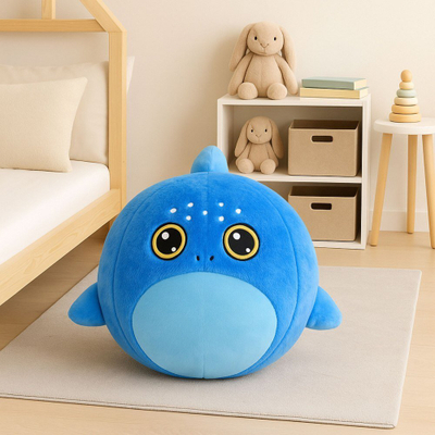 Top kërcyes për fëmijë Shark, 50 cm, me pompë, blu