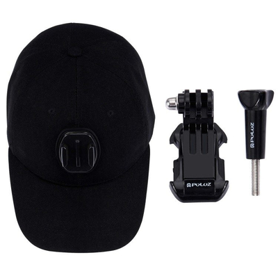 Kapelë sportive Puluz Cap, mbajtës për GoPro SJCAM Xiaomi, pambuk, e zezë