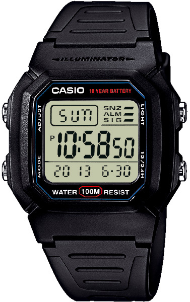 Orë digjitale për meshkuj Casio W 800-1, e zezë