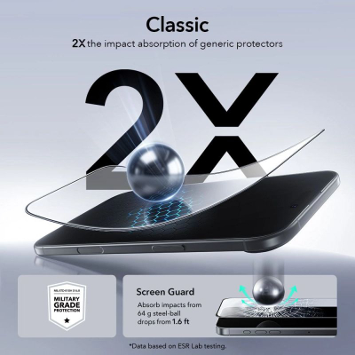 Qelq mbrojtës ESR UltraFit Classic për iPhone 17 Air, 2 copë, xham i temperum, transparent