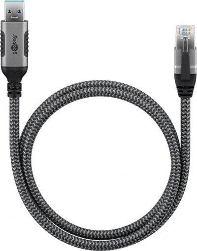 Adapter rrjeti Goobay 70497, USB në RJ-45, i zi me argjend