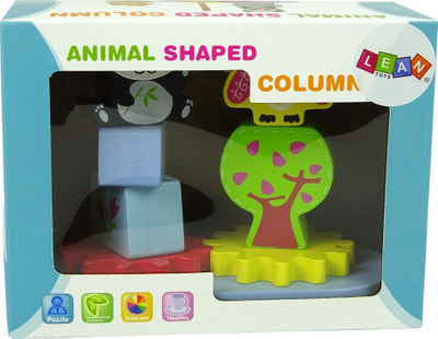 Lodër druri sorter Lean Sport Animals, buf dhe panda, me ingranazhe shumëngjyrëshe