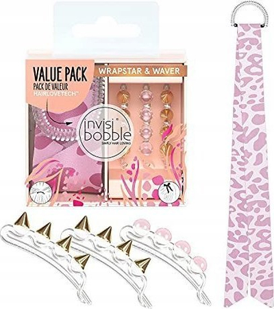Set aksesorësh flokësh Invisibobble Urban Safari Duo Wild Beauty, value pack, rozë me ari