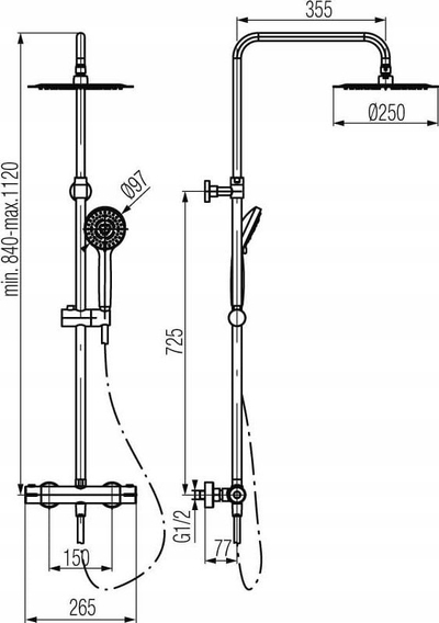 Set dushi Valvex Diya 2447190, kolonë dushi, miksues termostatik, krom