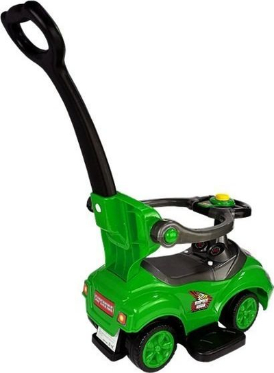 Makine lodër për kalamaj Lean Sport Ride On Mega Car 3n1, me timon me fishkëllim, sedilje me vend për rrobat a lodrat, e gjelbër