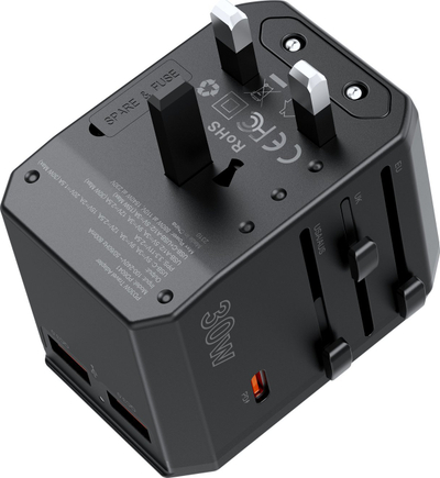 Karikues udhëtimi ChoeTech PD30W, USB C PD, 2x USB A, 30W, i zi