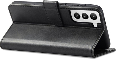 Këllëf magnetik për Samsung Galaxy S22 Plus, tip libër, lëkurë eko, i zi