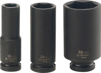 Çelës tub goditës Teng Tools Long Impact Socket, 1/2", 14 mm, i zi