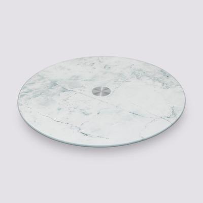 Pjatë rrotulluese 5five White Marble Effect, xham i temperum, mermer i bardhë