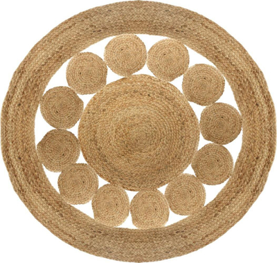 Tapet rrumbullak Atmosphera Round Lace, jute, 120 cm, bezhë