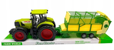 Lodër traktor ferme Cabo Toys, me rimorkio, plastik, jeshil