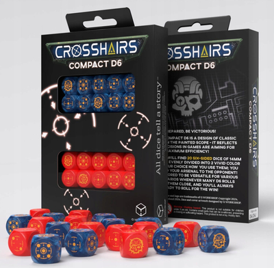 Zare loje Q-Workshop Crosshairs Compact D6, set 20 copë, 14mm, blu kobalt dhe të kuqe