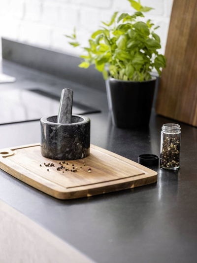 Hаванa од мермер WENKO Black Outdoor Kitchen, со ступка, мат црна