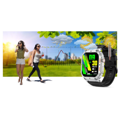 Orë e zgjuar Gravity GT6-5, ekran 1.96", Bluetooth 5.0, argjendtë me të zezë