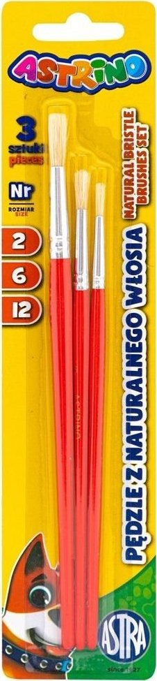 Set furçash Astra, me qime natyrale, 3 copë, me dorezë druri
