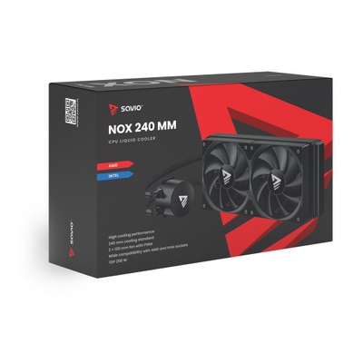 Ftohës uji CPU Savio NOX 240mm, me 2 ventilatorë 120mm, i zi