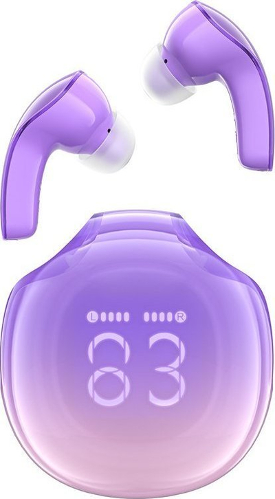 Безжични слушалки Acefast T9, Bluetooth 5.3, со кутија за полнење, виолетова