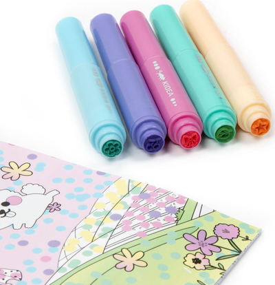 Set libër ngjyrosje KIDEA Fairies, 10 fletë, 5 markera me stampues, shumëngjyrësh