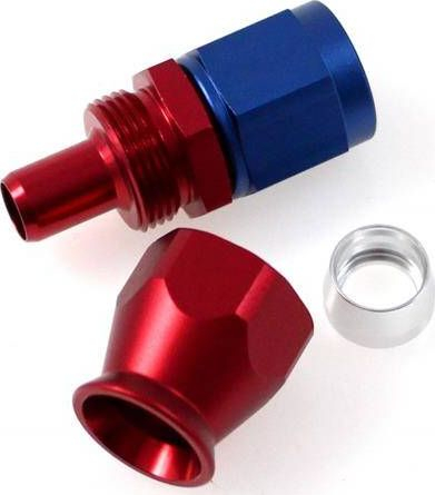 Fiting drejt TurboWorks AN8 PTFE, alumini, për vaj ujë dhe karburant, i zi